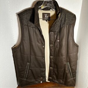 LRG Lifted Research Group Men's Large Vest Brown Button Up